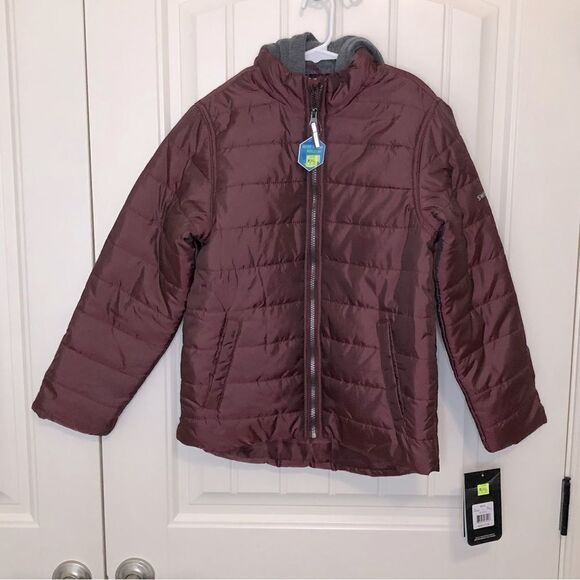 Swiss Alps micro puffer Cabernet burgundy color with full and hood boys size M - Picture 1 of 7